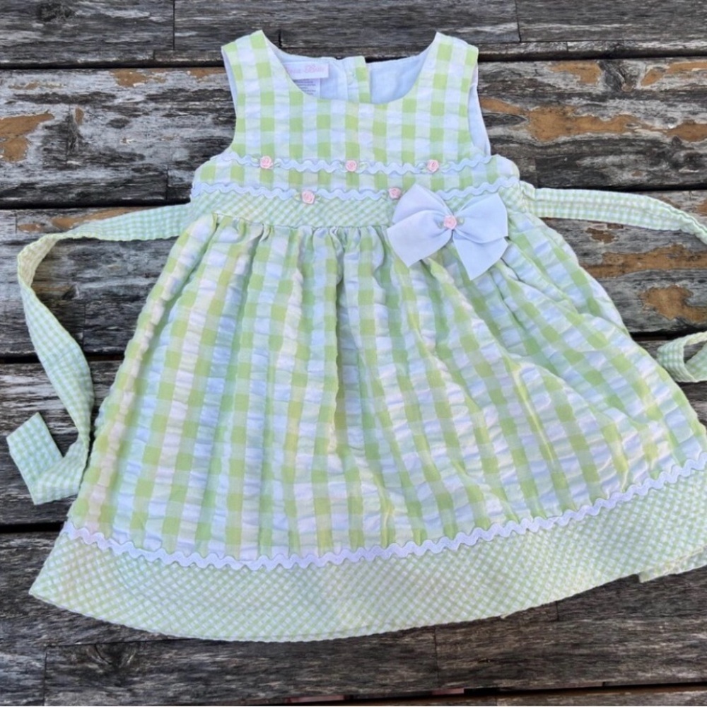 Bonnie Baby Green Gingham Dress